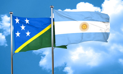 Solomon islands flag with Argentine flag, 3D rendering