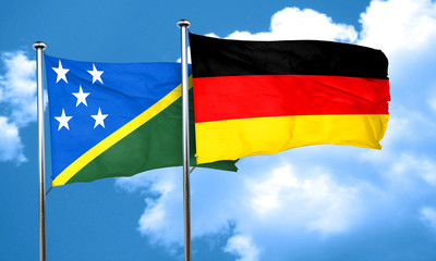 Solomon islands flag with Germany flag, 3D rendering