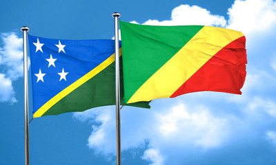 Solomon islands flag with congo flag, 3D rendering