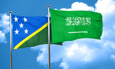 Solomon islands flag with Saudi Arabia flag, 3D rendering