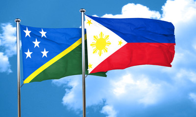 Solomon islands flag with Philippines flag, 3D rendering