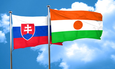 Slovakia flag with Niger flag, 3D rendering