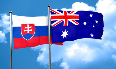 Slovakia flag with Australia flag, 3D rendering