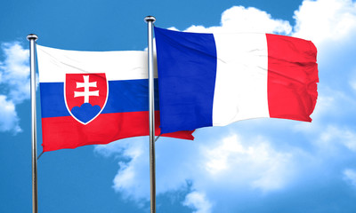Slovakia flag with France flag, 3D rendering