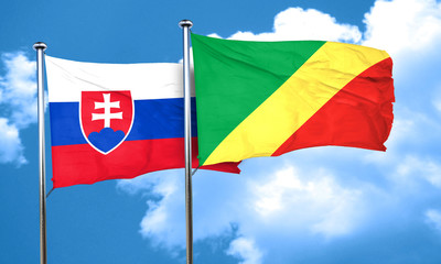 Slovakia flag with congo flag, 3D rendering