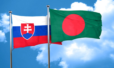 Slovakia flag with Bangladesh flag, 3D rendering