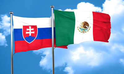 Slovakia flag with Mexico flag, 3D rendering