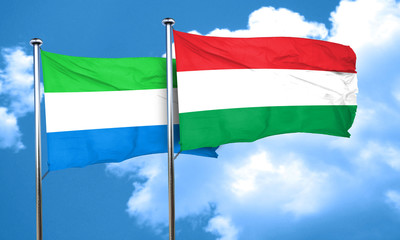 Sierra Leone flag with Hungary flag, 3D rendering