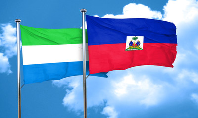 Sierra Leone flag with Haiti flag, 3D rendering