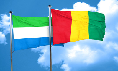 Sierra Leone flag with Guinea flag, 3D rendering
