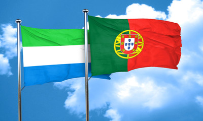 Sierra Leone flag with Portugal flag, 3D rendering