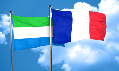 Sierra Leone flag with France flag, 3D rendering