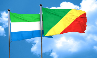 Sierra Leone flag with congo flag, 3D rendering