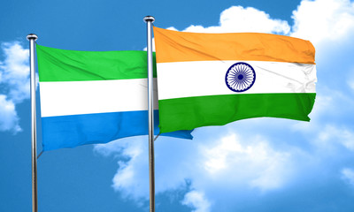 Sierra Leone flag with India flag, 3D rendering