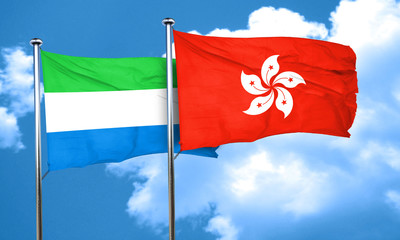 Sierra Leone flag with Hong Kong flag, 3D rendering