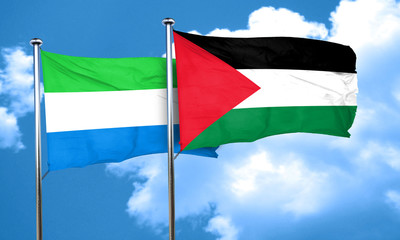 Sierra Leone flag with Palestine flag, 3D rendering