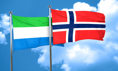 Sierra Leone flag with Norway flag, 3D rendering