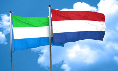 Sierra Leone flag with Netherlands flag, 3D rendering