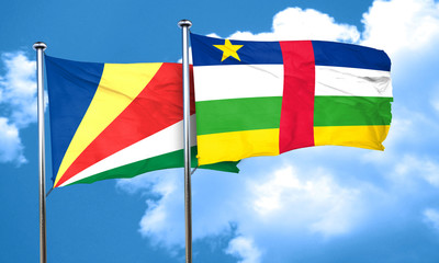 seychelles flag with Central African Republic flag, 3D rendering