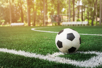 Fototapeta premium soccer ball on soccer field