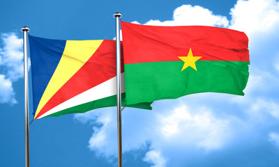 seychelles flag with Burkina Faso flag, 3D rendering