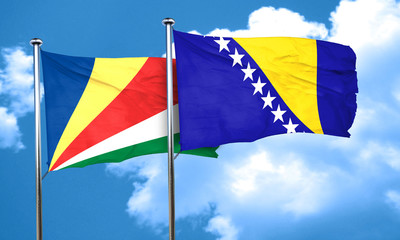 seychelles flag with Bosnia and Herzegovina flag, 3D rendering