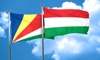 seychelles flag with Hungary flag, 3D rendering