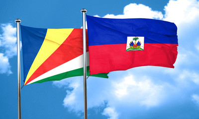 seychelles flag with Haiti flag, 3D rendering
