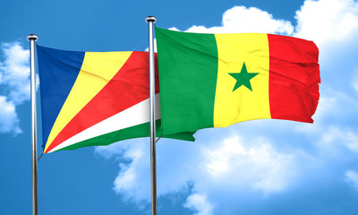 seychelles flag with Senegal flag, 3D rendering