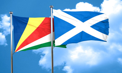 seychelles flag with Scotland flag, 3D rendering