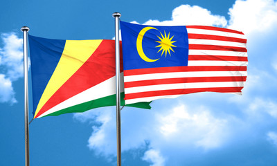 seychelles flag with Malaysia flag, 3D rendering