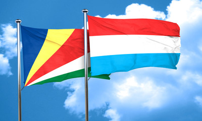 seychelles flag with Luxembourg flag, 3D rendering