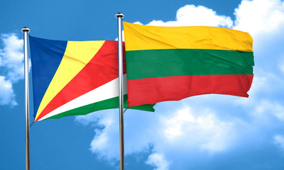 seychelles flag with Lithuania flag, 3D rendering