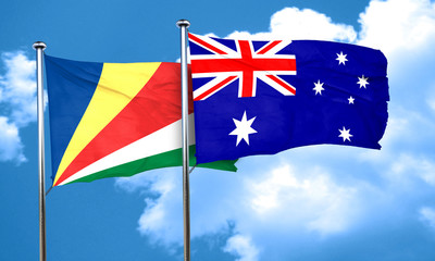 seychelles flag with Australia flag, 3D rendering