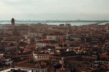 Top view of Venice in Italy from the Campanile Bell tower