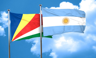 seychelles flag with Argentine flag, 3D rendering
