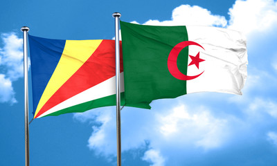 seychelles flag with Algeria flag, 3D rendering