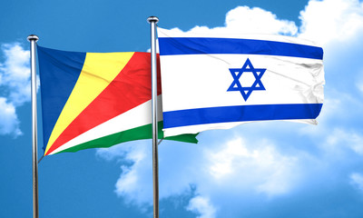 seychelles flag with Israel flag, 3D rendering