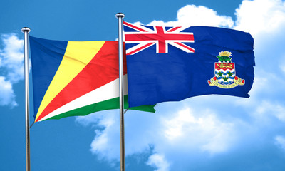 seychelles flag with Cayman islands flag, 3D rendering
