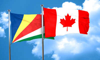 Fototapeta na wymiar seychelles flag with Canada flag, 3D rendering