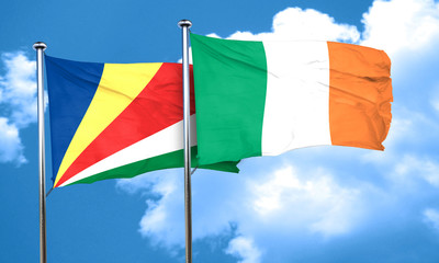 seychelles flag with Ireland flag, 3D rendering