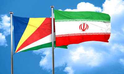 seychelles flag with Iran flag, 3D rendering