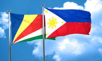seychelles flag with Philippines flag, 3D rendering