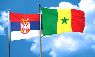 Serbia flag with Senegal flag, 3D rendering