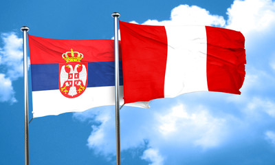 Serbia flag with Peru flag, 3D rendering