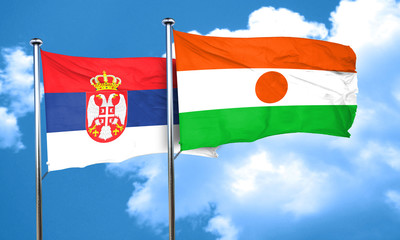 Serbia flag with Niger flag, 3D rendering