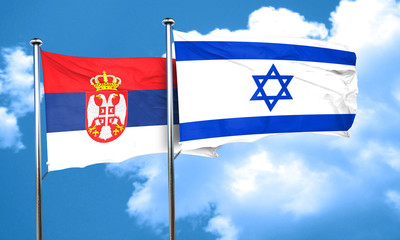 Serbia flag with Israel flag, 3D rendering