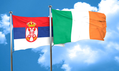Serbia flag with Ireland flag, 3D rendering