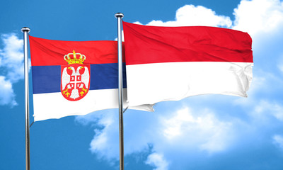 Fototapeta na wymiar Serbia flag with Indonesia flag, 3D rendering