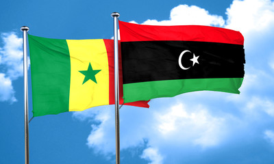 Senegal flag with Libya flag, 3D rendering